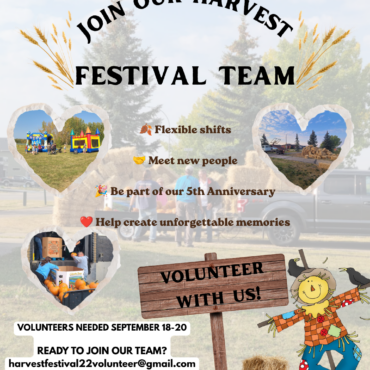 We’re looking for amazing volunteers to help make our 5th Annual Innisfail Harvest Festival a success!